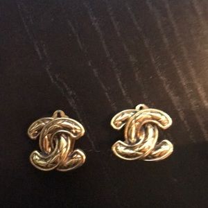 100% authentic Chanel gold tone earrings